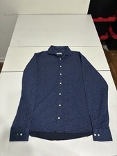 Eton Contemporary Dress Shirt Large 42 Blue Geometric Floral Luxury Button Up