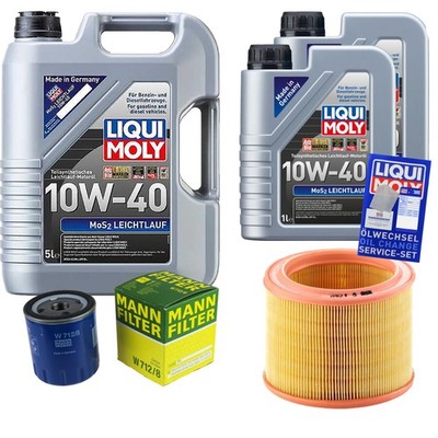 MANN Inspektionspaket 7L Liqui Moly MoS2 Leichtlauf 10W-40 für Peugeot 205 I 306