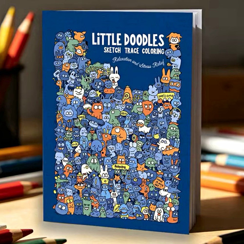 Portable Doodle Coloring Book for Adults Teens line tracing