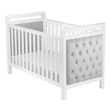 Babymore Velvet Deluxe Cot Bed White Wooden Convertible Infant Toddler Crib New