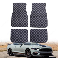 Fits Ford F-50 Ranger Mustang Checkered Flag Carpet Floor Mats All Weather 4pcs
