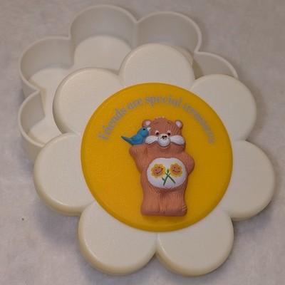 VTG. American Greetings 1983 Care Bears Trinket Jewelry Box Flower Friend Bear