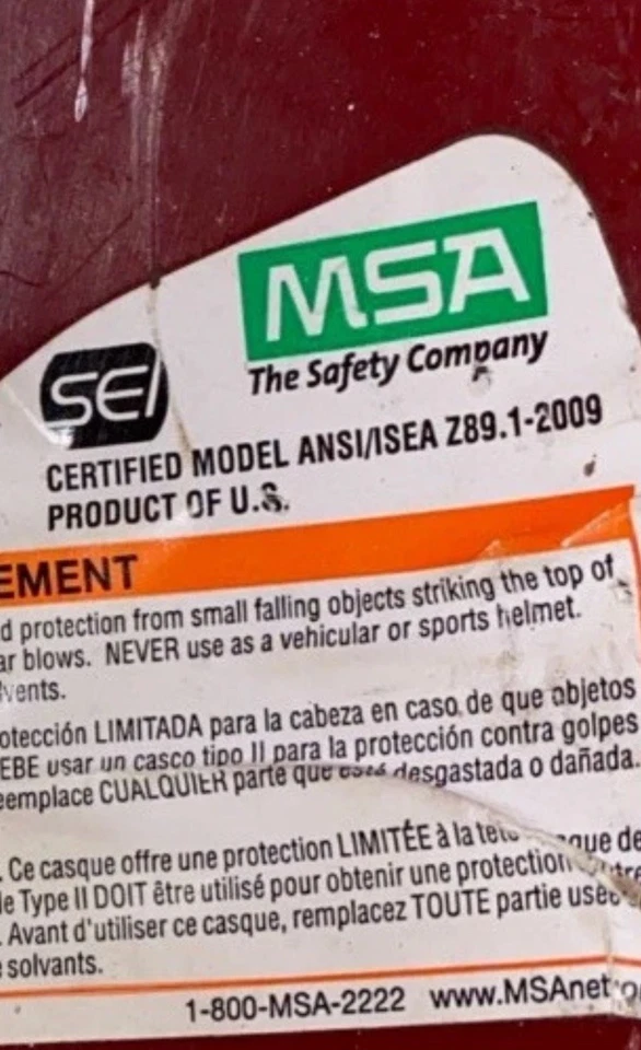 Редкий винтажный шлем Washington Redskins ANSI Z89.1 1986 класс A B 1997 тип 1 E - Изображение 3 из 4