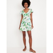 NWT Old Navy Pastel Floral Short Sleeve Smocked Mini Swing Dress Size Medium