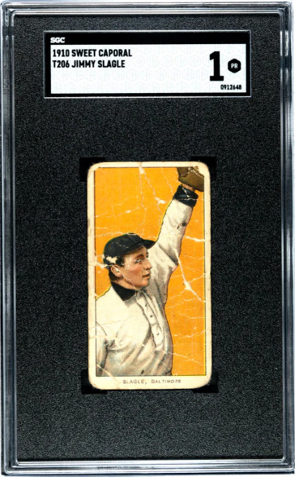 1909 T206 JIMMY SLAGLE NNO POOR SWEET CAPORAL 350 SGC 1 BALTIMORE ORIOLES