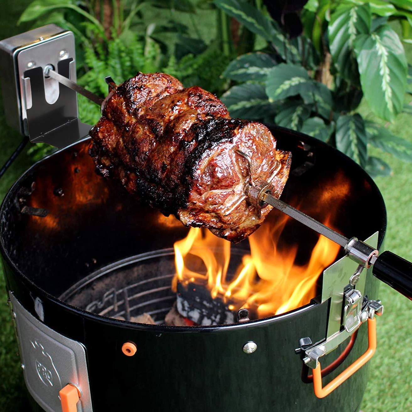 Heavy-Duty Stainless Steel Grill Rotisserie Kit with 35 X 1/3 Inch Spit 35in 