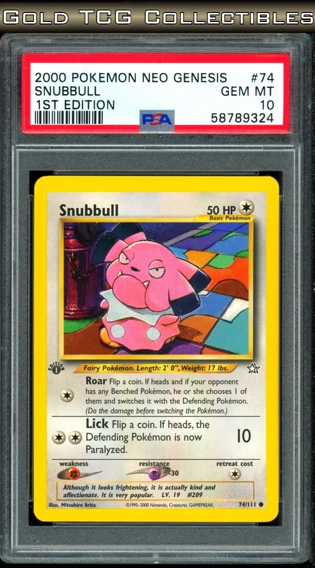 PSA 10 ⭐️ Pokemon Snubbull 74 1st Edition Neo Genesis Vintage Non-Holo
