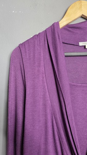 Monsoon Purple Twist Knot Front Draped Top Size M Long Sleeve Jersey Blouse - Picture 2 of 17