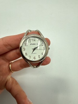 Studio C Women's Silver Tone Bangle Cuff Watch