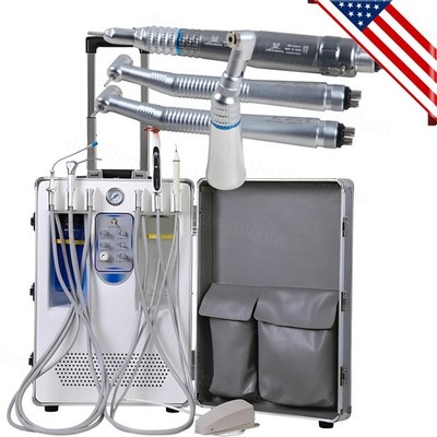 Portable Dental Delivery Unit Air Compressor Scaler Curing Light+Handpiece