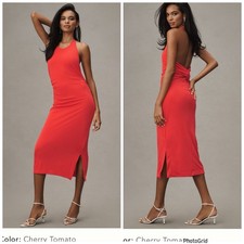 Anthropologie Slinky Knit Halter Dress New Tags Cherry Tomato Small NEW tags