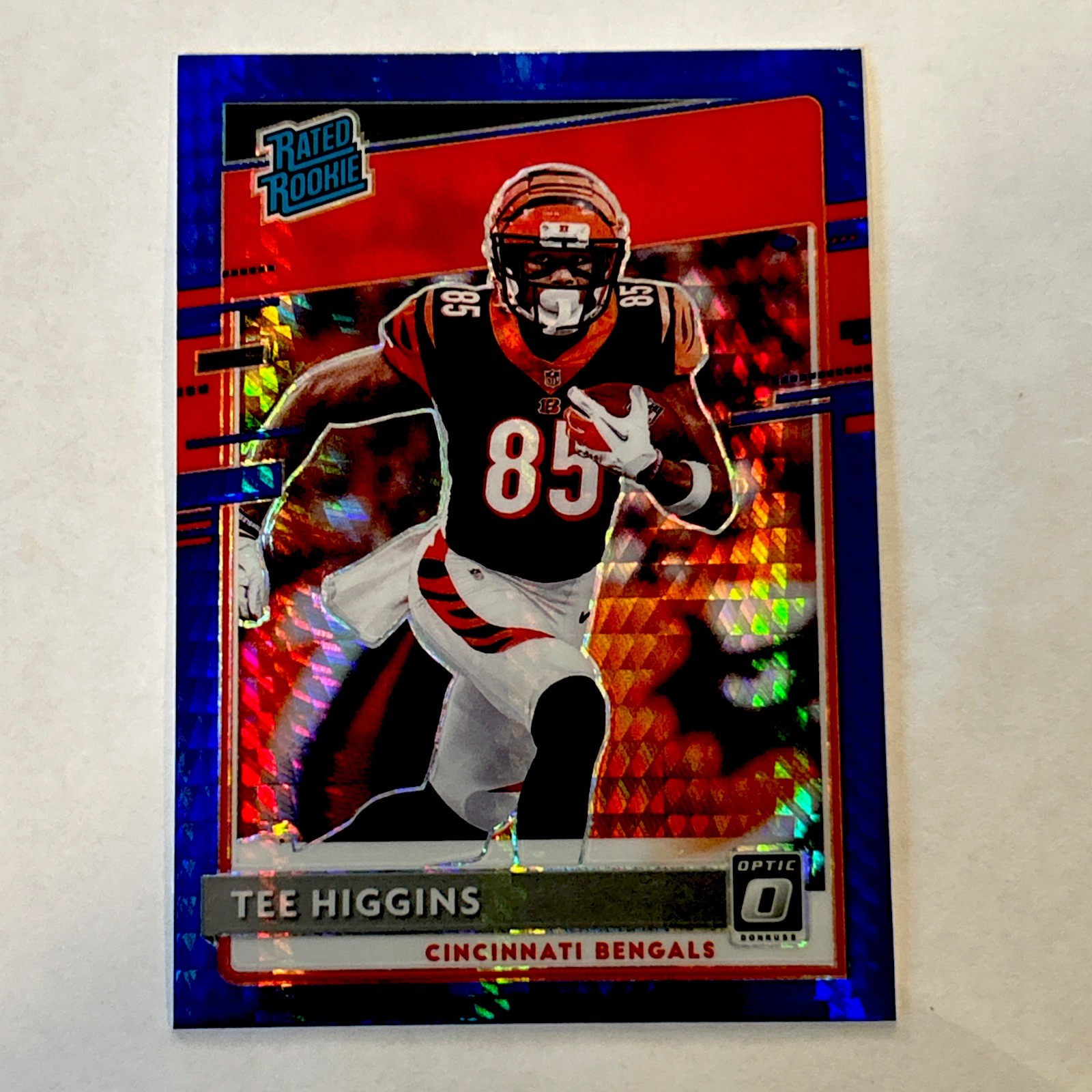 2020 Panini Donruss Optic Rated Rookies Blue Scope Prizm #160 Tee Higgins (RC)