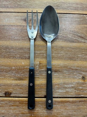Vintage EKCO Flint Arrowhead Stainless Steel Basting Spoon and fork. USA Made 