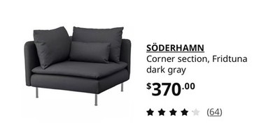 IKEA Soderhamn Couch, Corner Unit, No slipcover