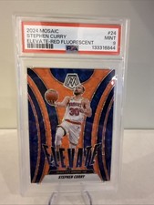 2024-25 Panini Mosaic Elevate Stephen Curry #24 Fluorescent Red Mosaic Prizm /75