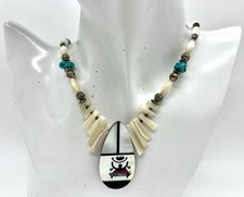 Vintage Zuni Inlay Kachina Necklace 22       35.22 Grams