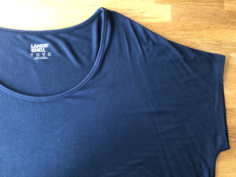 LANDS' END - Damen T-Shirt Kurzarm Plus-Size 2X (52/54) dunkelblau uni - Bild 3 von 3