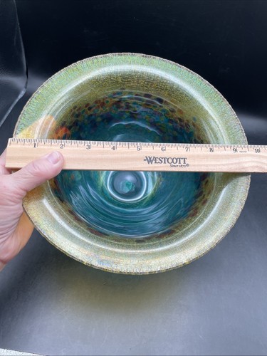 Atemberaubende Robert Held Kunst Glas Kanada irisierende Schale signiert & Aufkleber - Bild 7 von 11