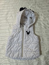 H M Baby Minnie Mouse Puffer Vest Girl's Size 1.5 - 2Y Solid Black