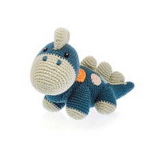 Pebble Handmade Blue Dinosaur Toy, Organic Cotton, Crochet, Washable, Fair Trade