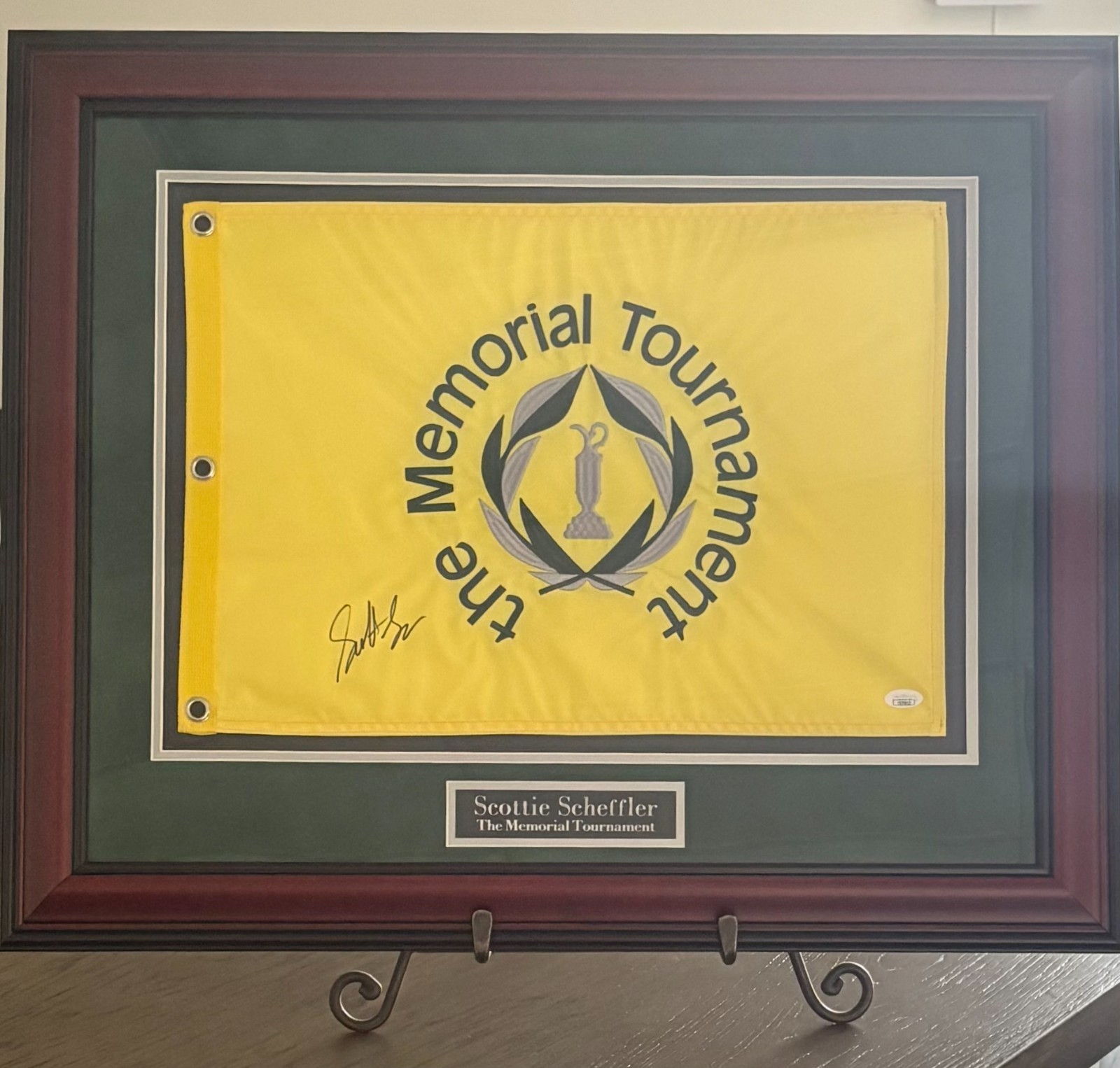 Scottie Scheffler Autographed Signed Memorial Tournament Flag Framed 