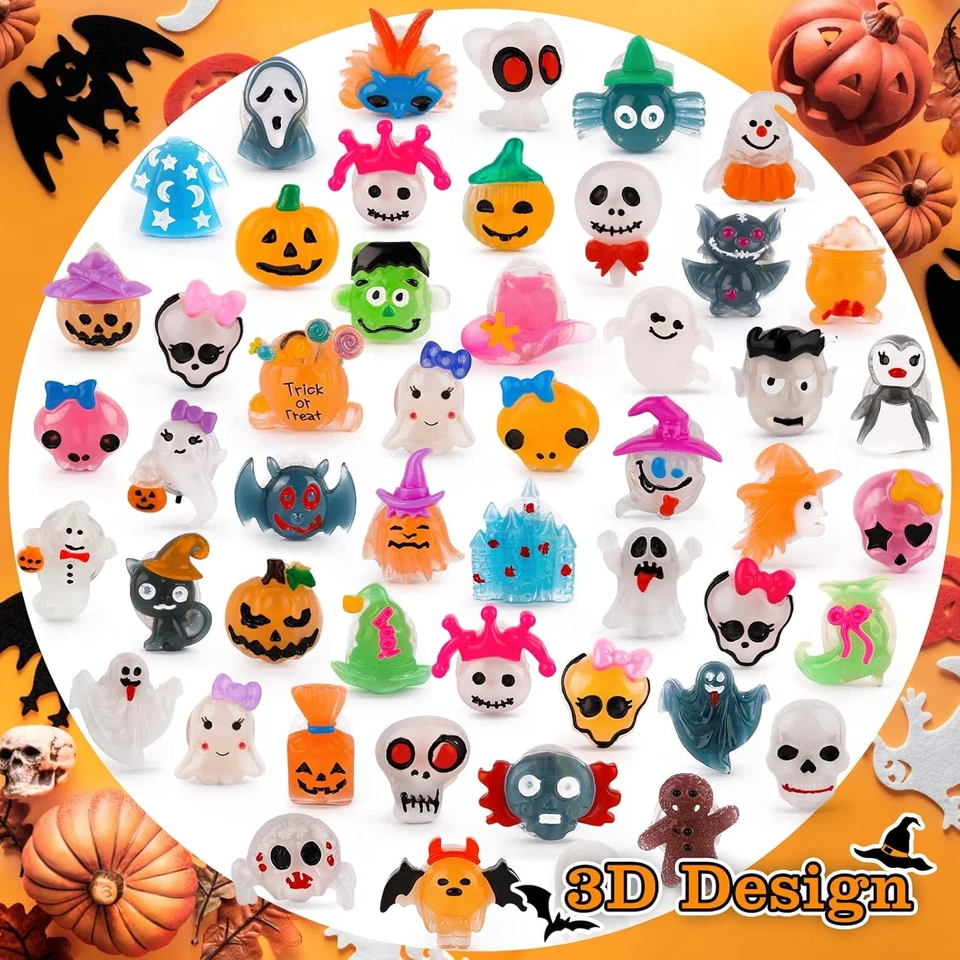 50 piezas de anillos de iluminación LED de Halloween - Favores de fiesta brillantes intermitentes para niños y adultos Foto 2 de 4