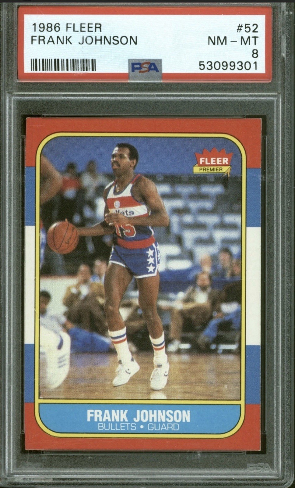 1986 FLEER #52 FRANK JOHNSON PSA 8 NEW LABEL