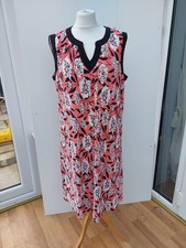 Nina Leonard Sleeveless Dress Notch Neck Plisse Pleat Print New bx17 Size Large