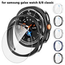 Tempered Glass Screen Protector with PC Hard Bumper Case for Watch 8 40mm 44mm