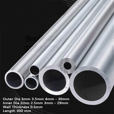 Aluminium Round Tube Metric 3mm 3.5mm 4mm 4.5mm 5mm 5.5mm - 30mm Length 300 mm