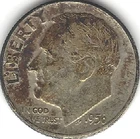 1952-P,  Roosevelt Dime, Silver, circulated (U.S. Coin, Money Collectible)