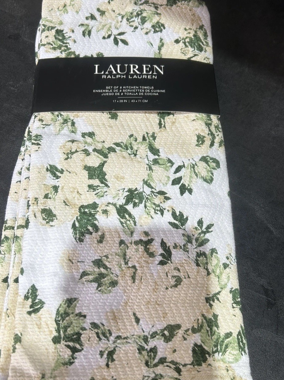 Lauren Ralph Lauren 100% Cotton Kitchen/Tea Towels, Set of 2