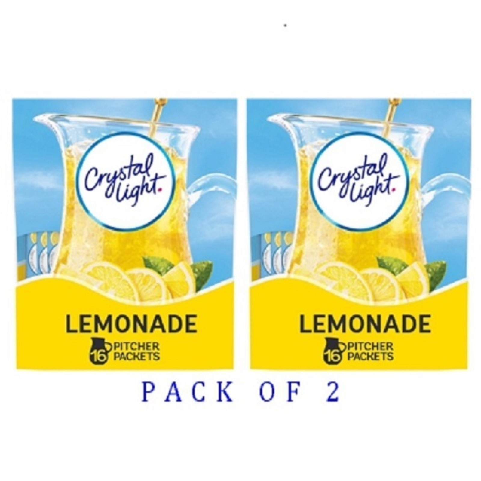 2 PACK - 16 Crystal Light Lemonade Mix Powdered Drink Mix (T