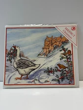 Vintage MEDICI SOCIETY Christmas Card MOLLY BRETT Look out Mrs. Goose Unopened