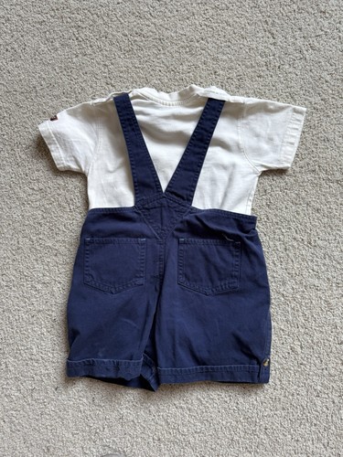 Vintage Disney Winnie The Pooh Short Overalls & Top Set 3T Gone Fishing Y2K - Picture 4 of 12