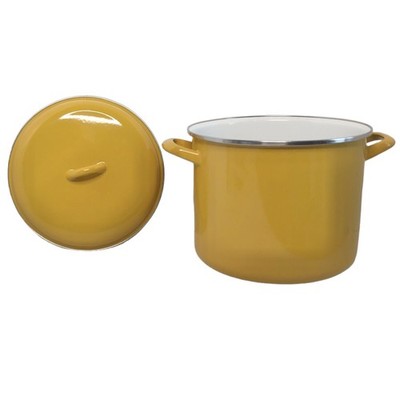 San Ignacio MCM Mustard Yellow 8 Quart Enamelware Enamel & Porcelain Stock Pot