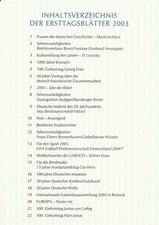 BRD ETB Ersttagsbl&auml;tter Jahr 2003 komplett
