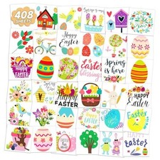 408 Individually Wrapped Sheets Easter Tattoos for Kids Bulk, Spring Tattoos