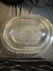 Pyrex 602-C A21 clear glass oval dish cover, ribbed top lid, used vintage