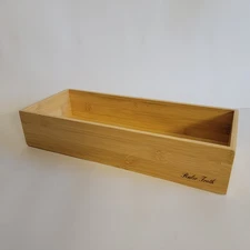 Bamboo Organizer Tray 16x15x3 – Deep Kitchen Drawer Storage Box