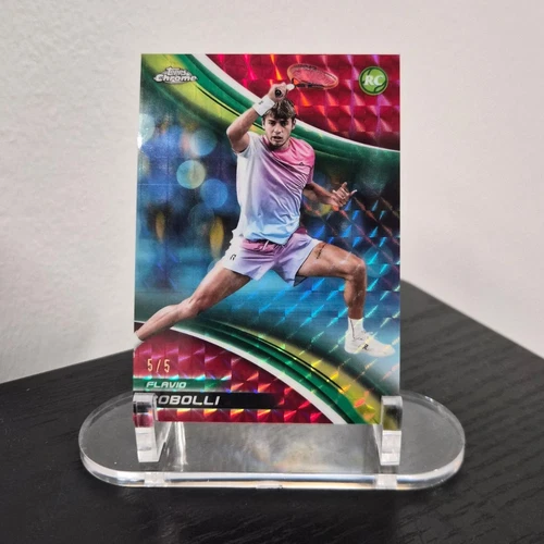 2025 Topps Chrome Tennis Flavio Cobolli RC Geometric Refractor Red 5/5 #48