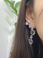 White Irregular Ear Clips Non Pierced Geometric Crystal Smooth Surface Jewelry