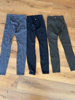 Lot of 3 Lululemon Leggings Womens size 2  Black, Olive and Gray
