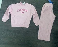 Kids Girls Adidas Tracksuit Top And Wide Leg Bottom Age 6-7 Years