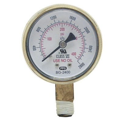 BEST WELDS 900-B2560 Pressure Gauge 2-1/2'' Brass 60 PSI 1/4'' NPT Connection