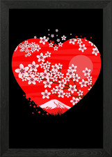 Poster arte da parete con cornice cuore fiori di ciliegio quadro stampa su tela