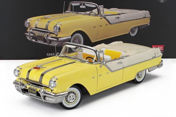 Sun Star 1/18 Pontiac Star Chief Cabriolet Open 1955 Gelb Weiß 5059-image
