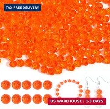 200PCS 6mm Faceted Crystal Glass Beads for DIY Jewelry Making,Orange