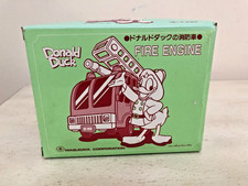 Donald Duck Vintage Fire Engine Masudaya Corporation Wind Up Collectible w/Box