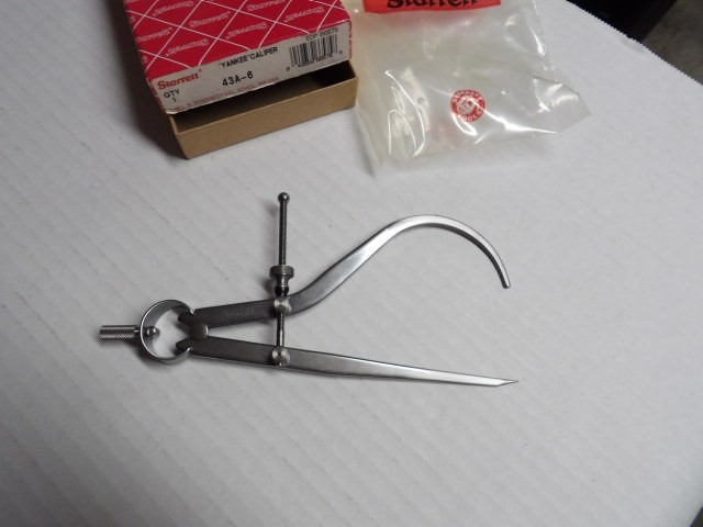 NOS STARRETT #43A-6 "Yankee" Spring-Type Hermaphrodite Calipers Solid Nut.